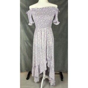 Audrey Parks + Francesca's Hi-Low Smocked Maxi Dress Women's M Lilac Floral